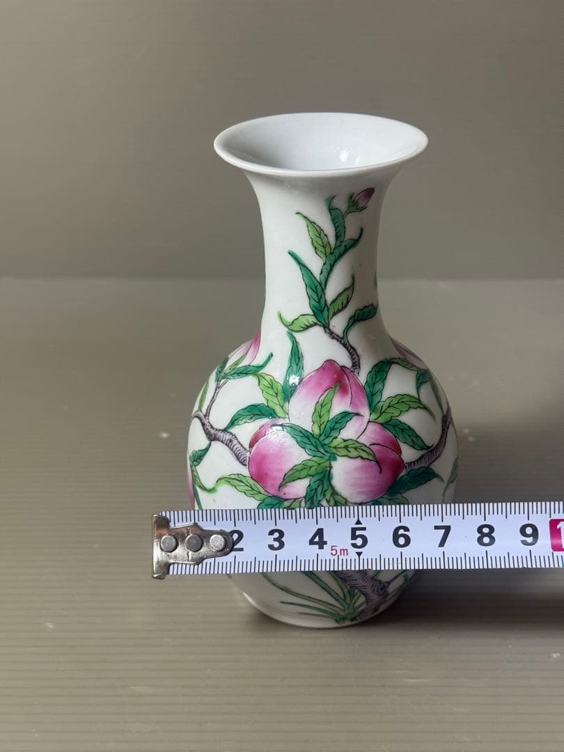 2615 中国骨董　乾隆年製銘　粉彩 桃の図 花入　時代物