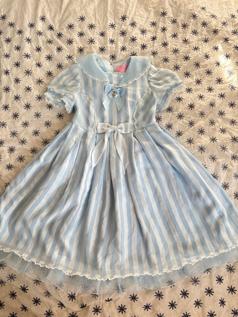 angelic pretty サックス ストライプワンピース