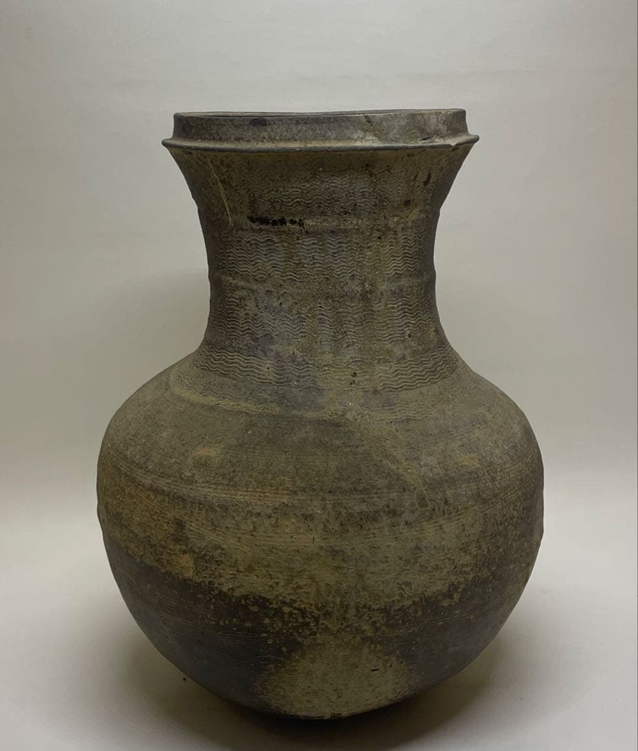 須恵器　波状文広口壺　古壺　胡麻垂れ　花入 　　　k299