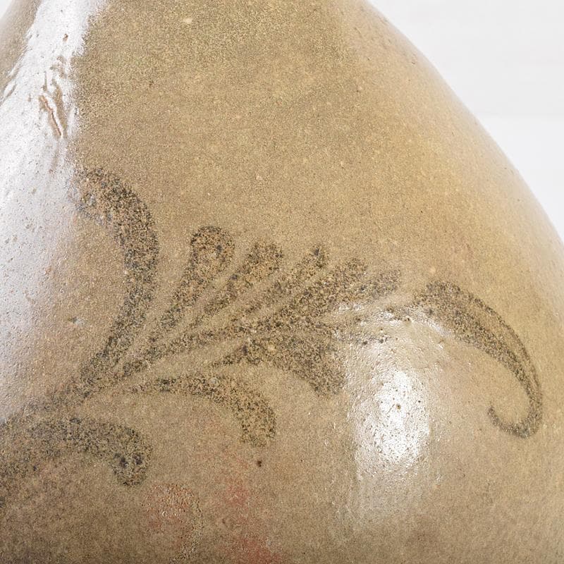 朝鮮美術　李朝　高麗青磁　鉄絵　草文　碗口瓶　時代箱付　M　R7852B