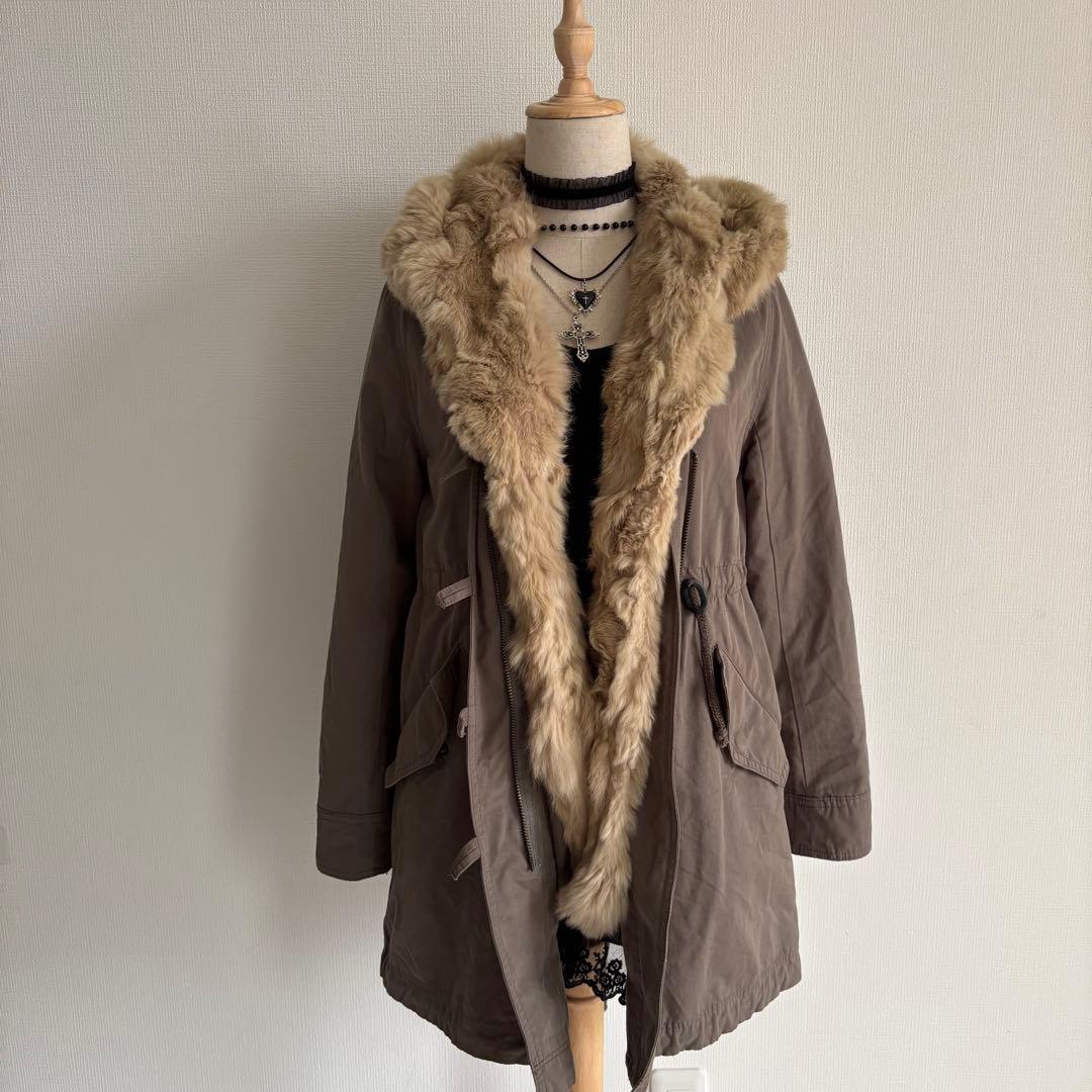 00’s 森ガール フェアリーグランジ ラビットファーモッズコート 平成ギャル