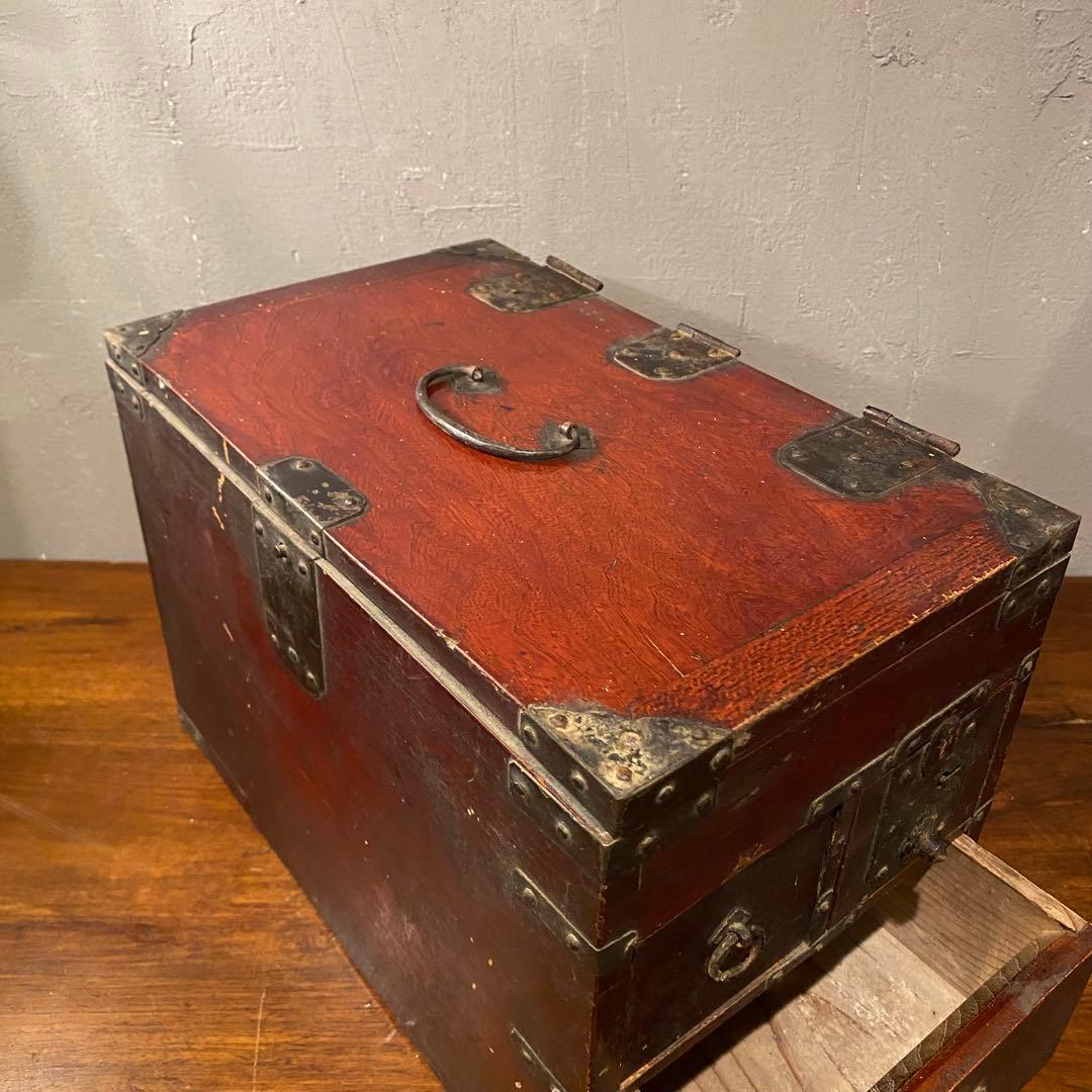 明治 硯箱 小引き出し 銭函 時代箪笥 骨董品 古道具 アンティーク