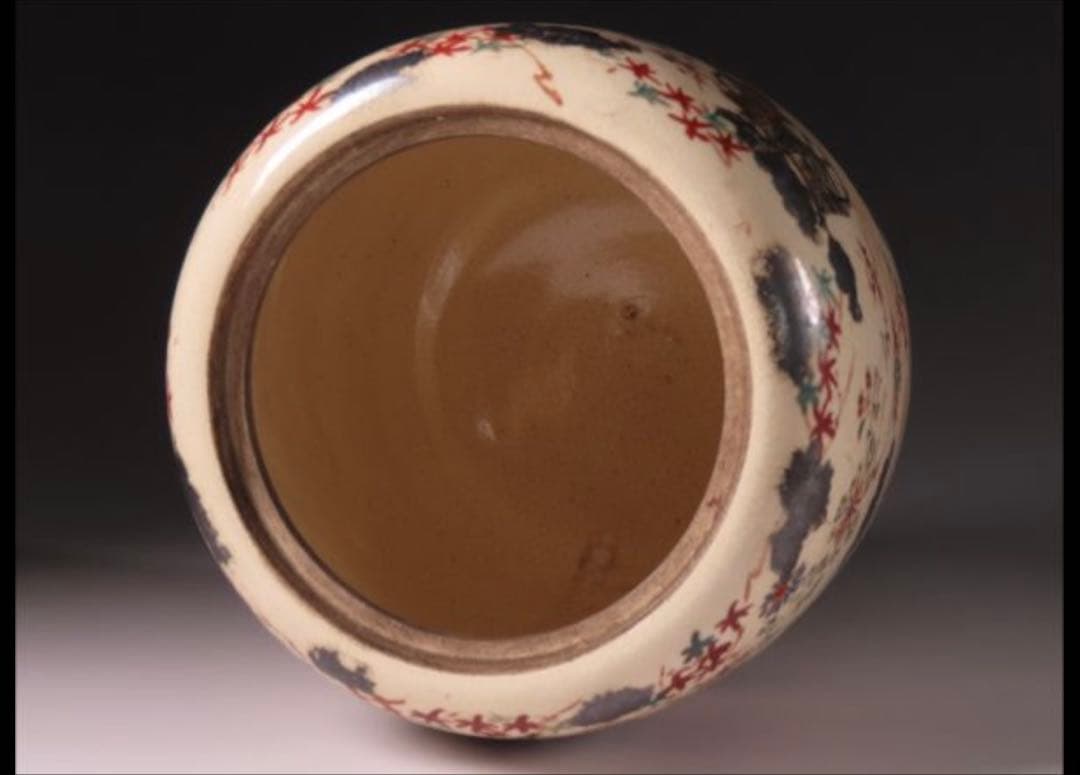 【値下げ交渉OK】　京焼　水指　野々村仁清　色絵金彩御所車文