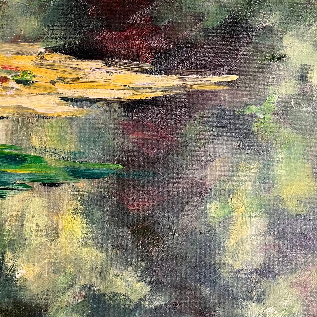 手書き油絵 モネ 睡蓮 肉筆絵画 額付き インテリア 油彩画