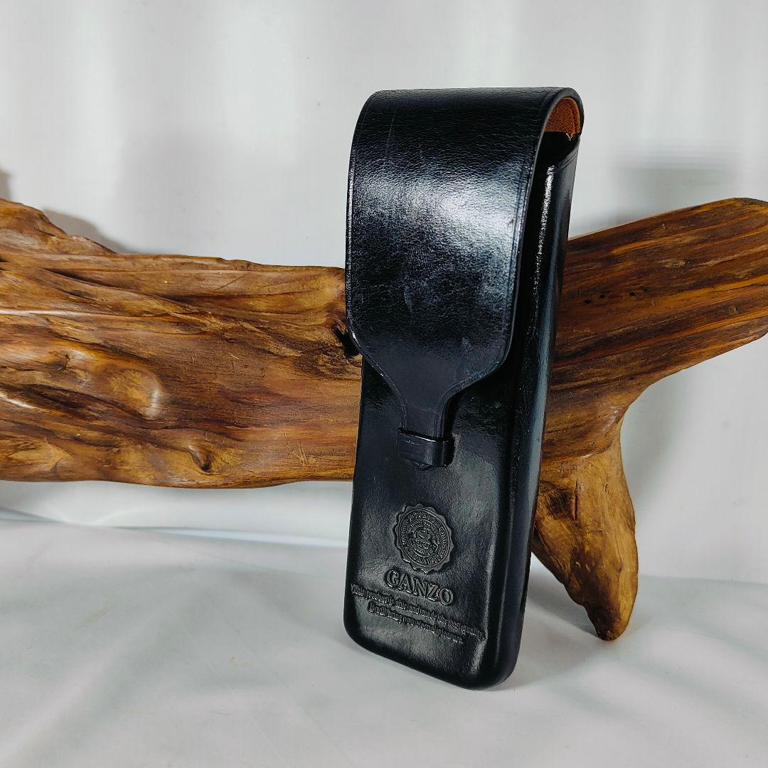 【GANZO／マエストロ2】高級3本差しペンケース　極艶ブラックイタリアンレザー