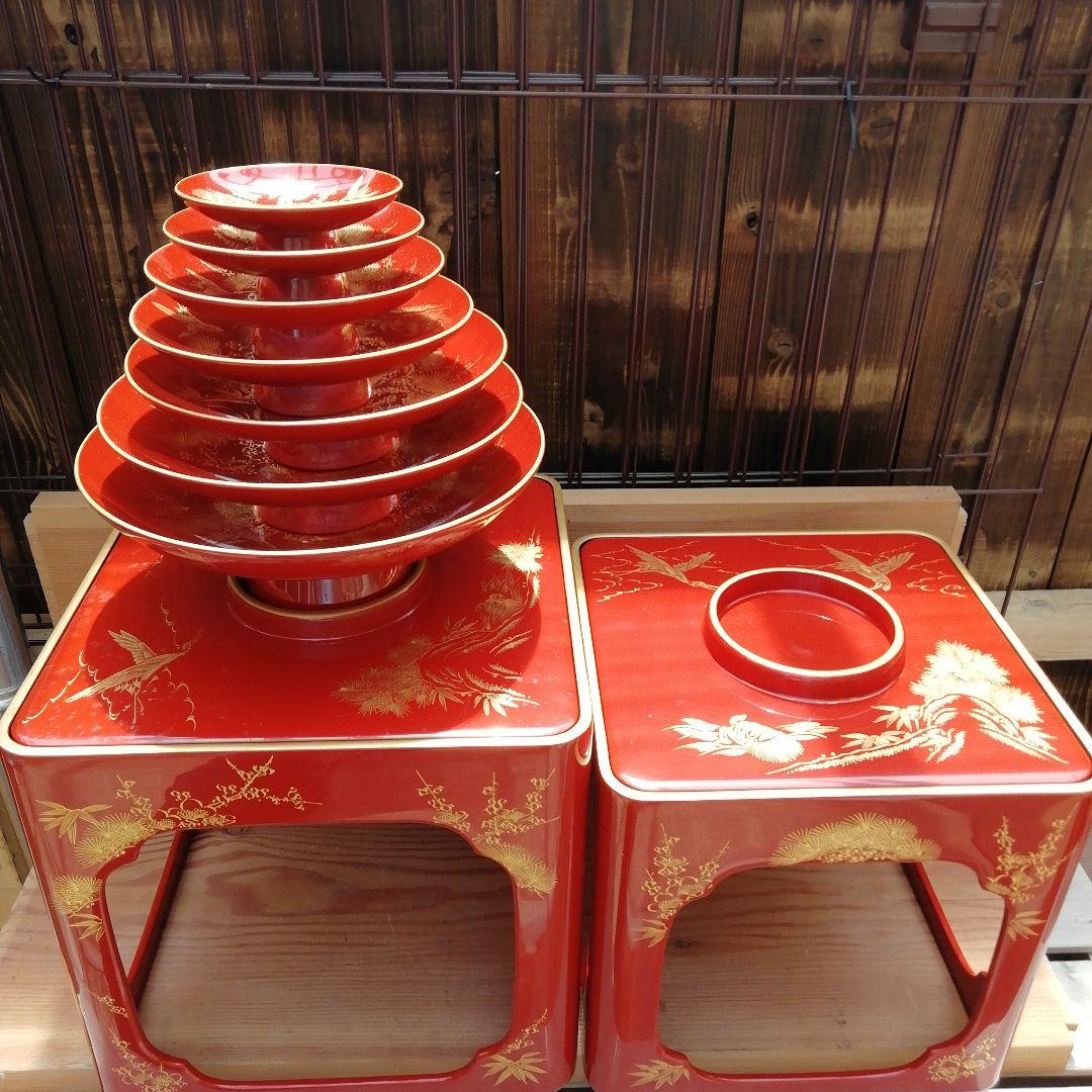 輪島塗　金蒔絵　七段盃　祝事