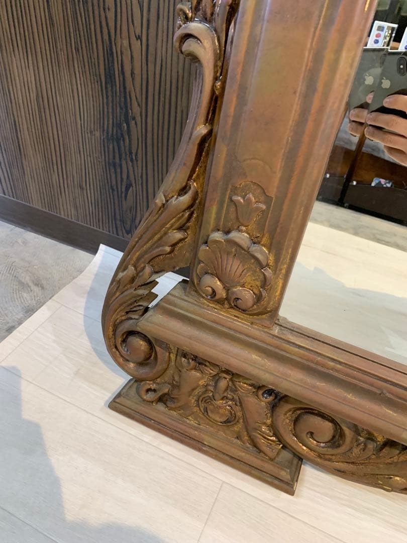 バロックスタイル 鏡 天使彫刻付き