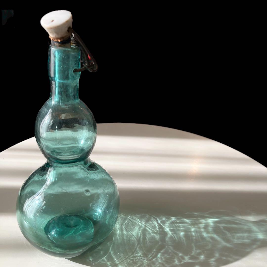 アンティーク　瓢箪ガラス瓶　ラムネ　吹きガラス　昭和レトロ　大正ロマン　骨董