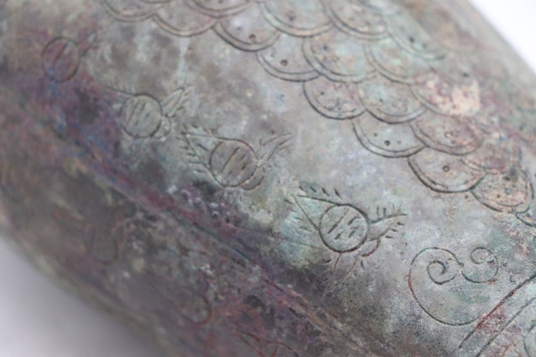 貴重　中国　古青銅器　魚型銅瓶　アンティーク　送料込み250922