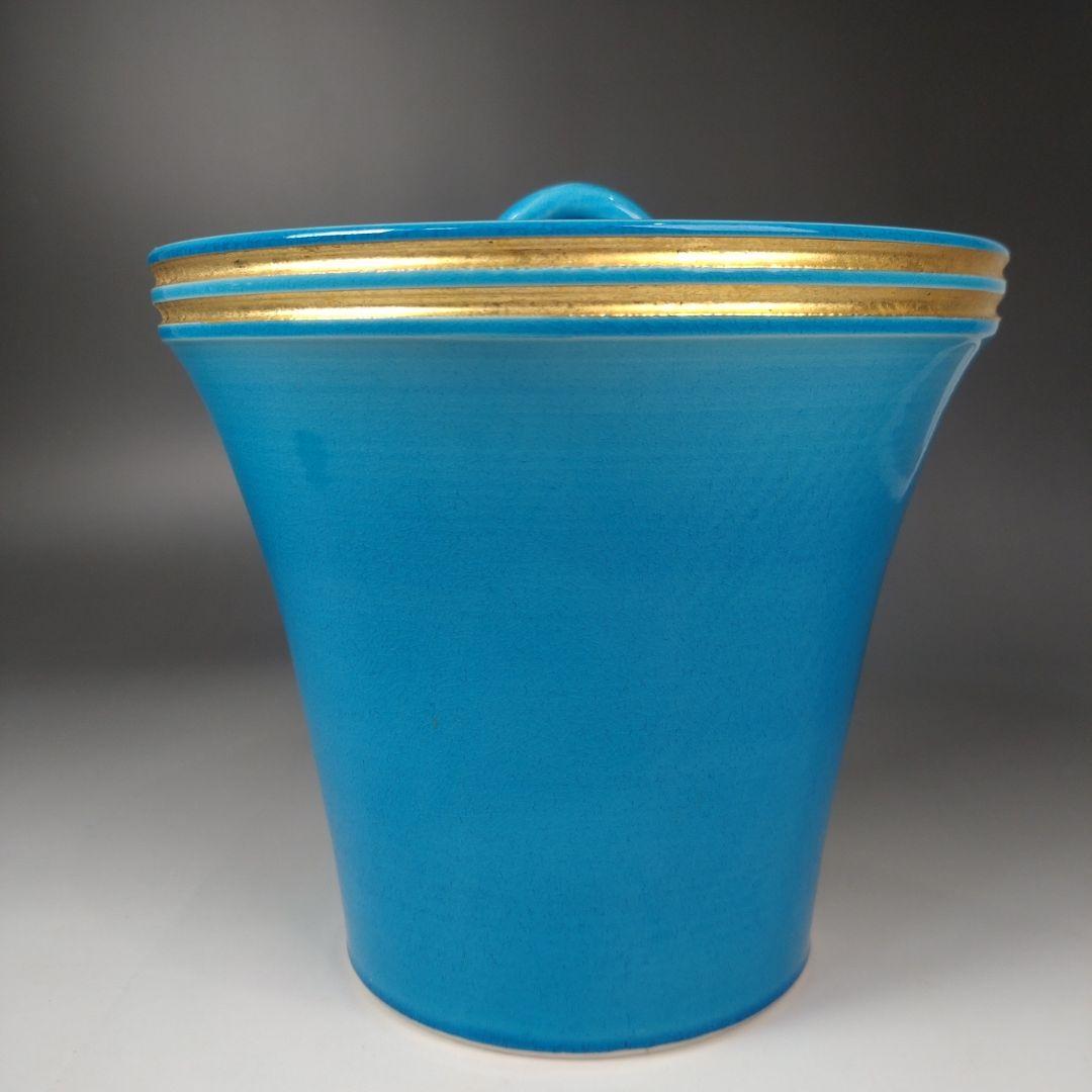 ア183 『即中斎好　翠嵐窯　浅黄交趾　末広水指』『紫野　剛山極箱　塗替蓋付』