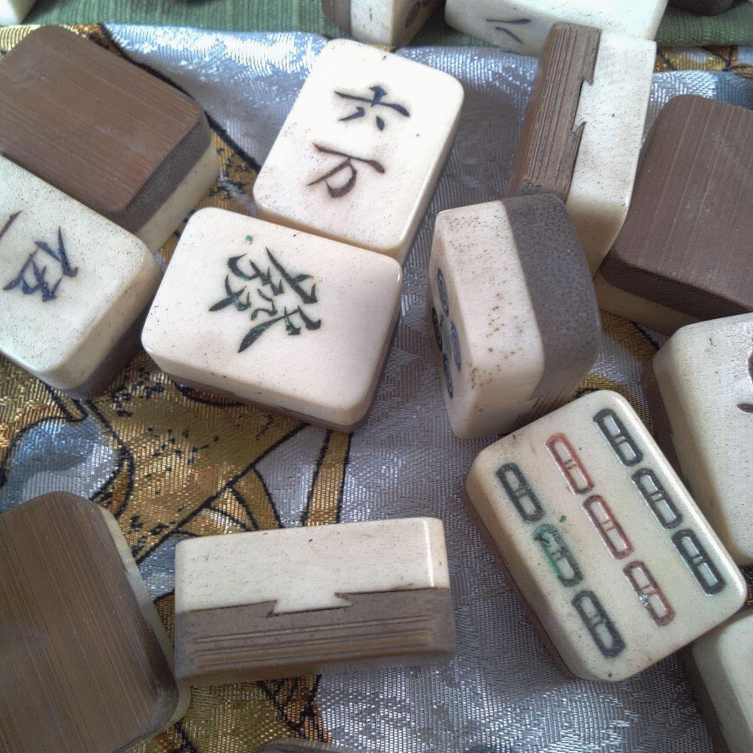 木製麻雀牌セット 収納ボックス付き 蓋無し 汚れ