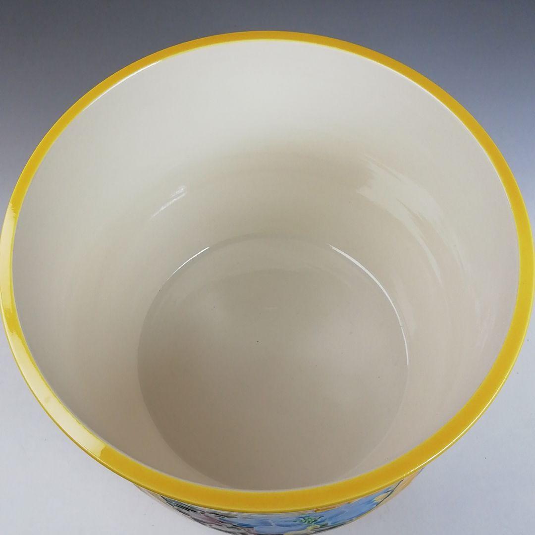 Ｔ９２２　水指　『黄交趾　四季草花花丸』『三室戸 造』　共箱　茶道具