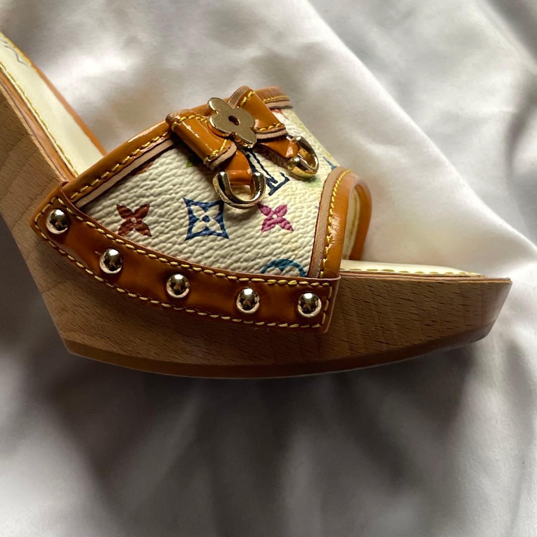 Louis Vuitton マルチカラー リボン ウッド ミュール モノグラム