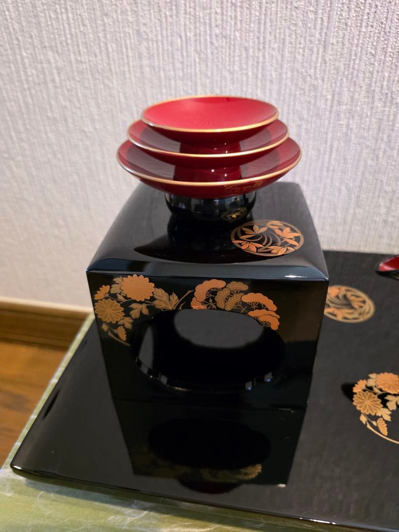 会津塗　屠蘇器　三段重