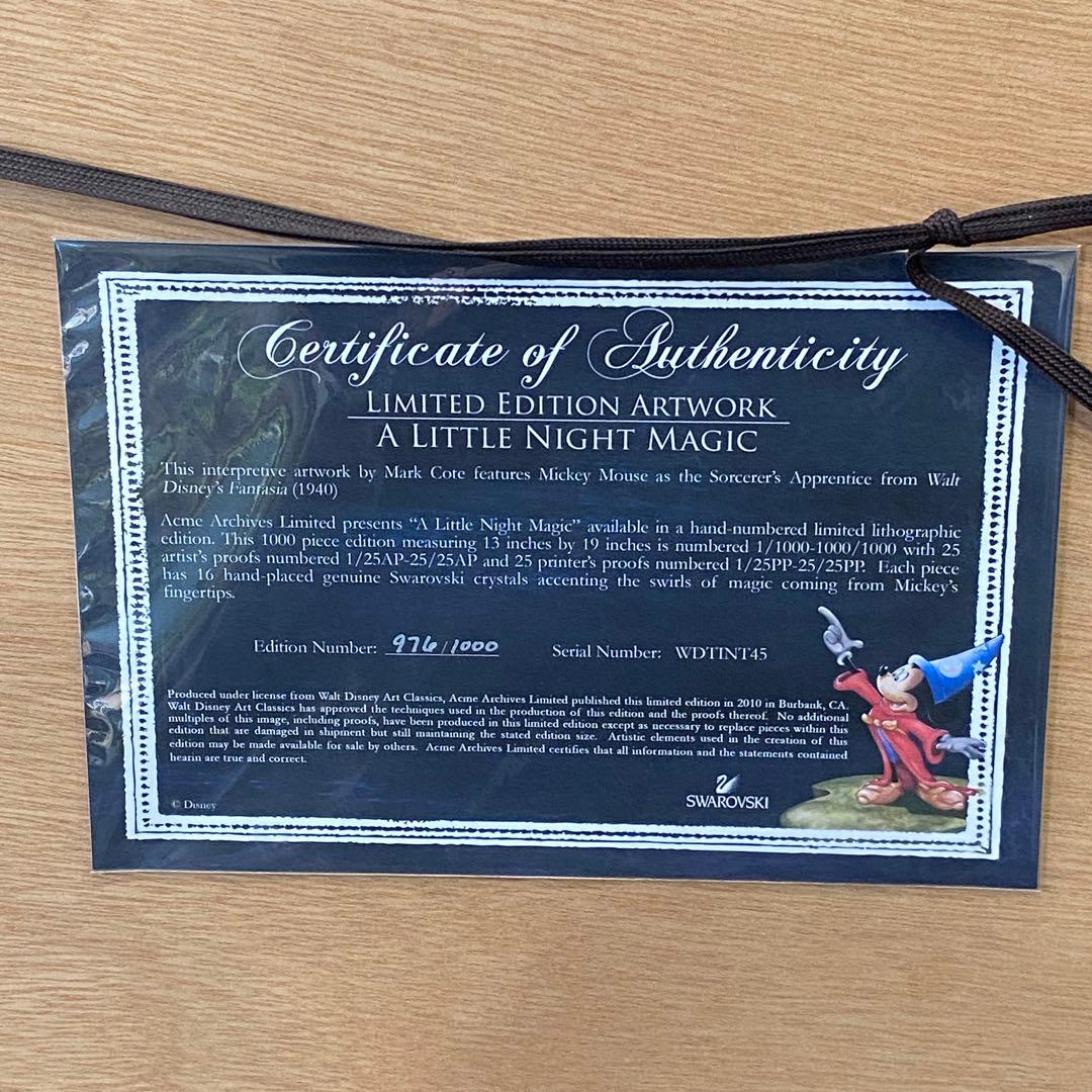 ミッキー魔法使い 限定版　スワロフスキー　エディションリトグラフ