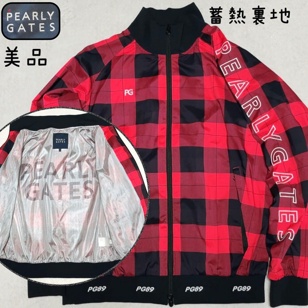 美品　近年　パーリーゲイツ　蓄熱裏地　スニード　ジャケット　チェック　レッド