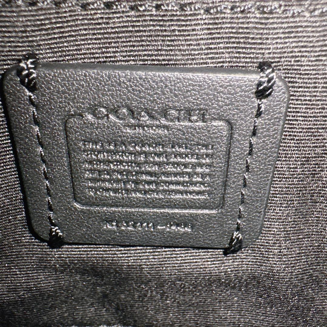 極美品　コーチ　ウエストポーチ　ボディバッグ　ネイビー　ペプルドレザー　6488