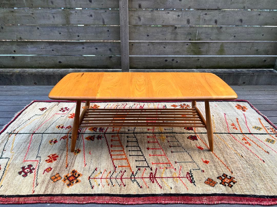 【英国アンティーク】Ercol アーコール コーヒーテーブル マガジンラック付