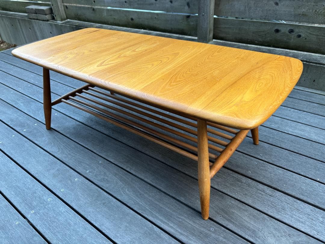 【英国アンティーク】Ercol アーコール コーヒーテーブル マガジンラック付