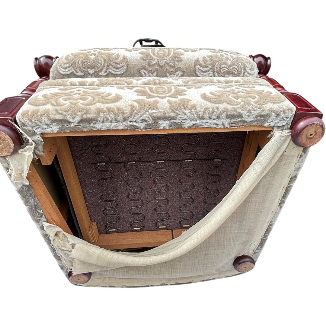 カリモク 金華山 花柄ベロアソファ 1人掛けソファ