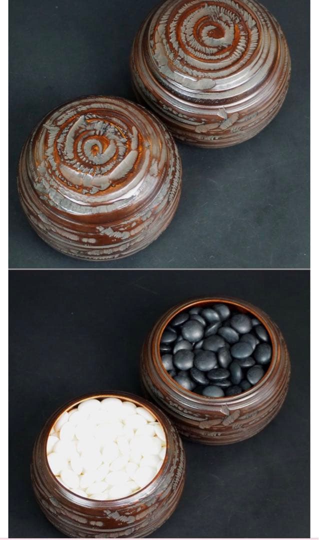 送料無料　日向特産　日向スワブデ蛤碁石36号・碁笥セット　旧家蔵出