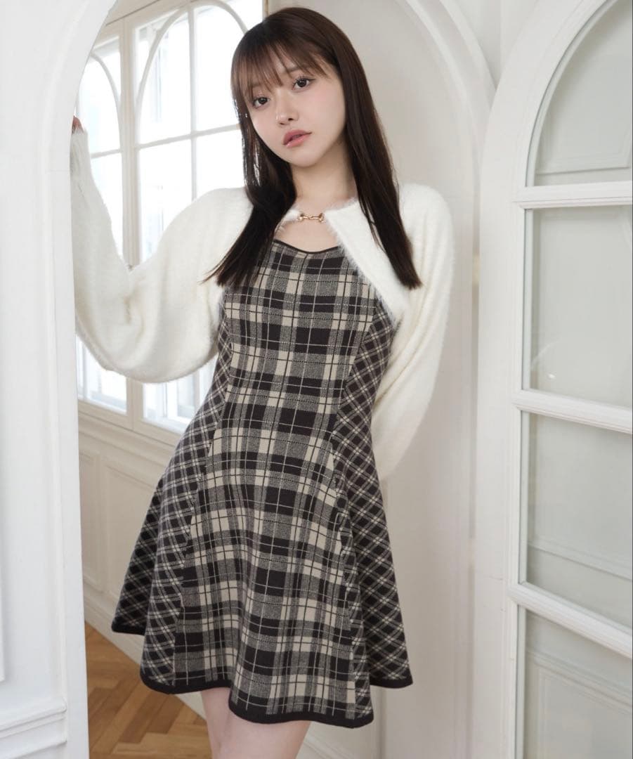 LIPSERVICE 【形が選べる】フェザーチェックアンサンブルワンピース