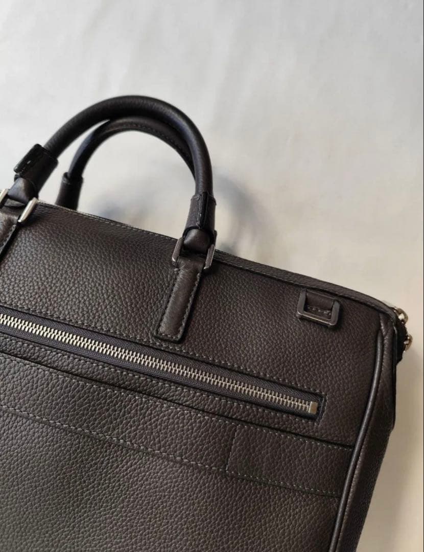 r*様 セラピアン カシミヤレザー ブリーフケース ビジネスバッグ　グレー