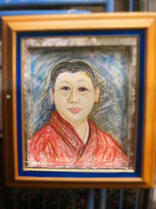 空飛ぶ画家糸川裕志の人物画、母親サキの肖像画です、F８号、油絵額入り