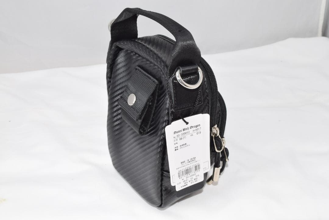 新品☆ダンスウィズドラゴン カーボンレザーマルチポーチ☆ブラック