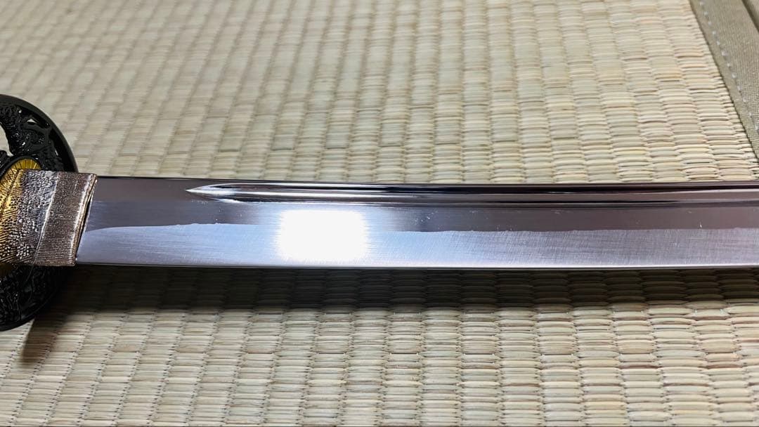 模造刀 陸奥守吉行拵え 龍目貫 龍透かし鍔 鐺付き 樋入り刀身 251020-2