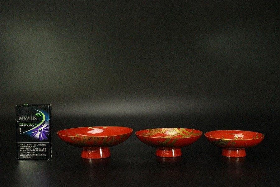 極上 吉祥 寿老人物紋 蒔絵 三碗 盃 旧家蔵出