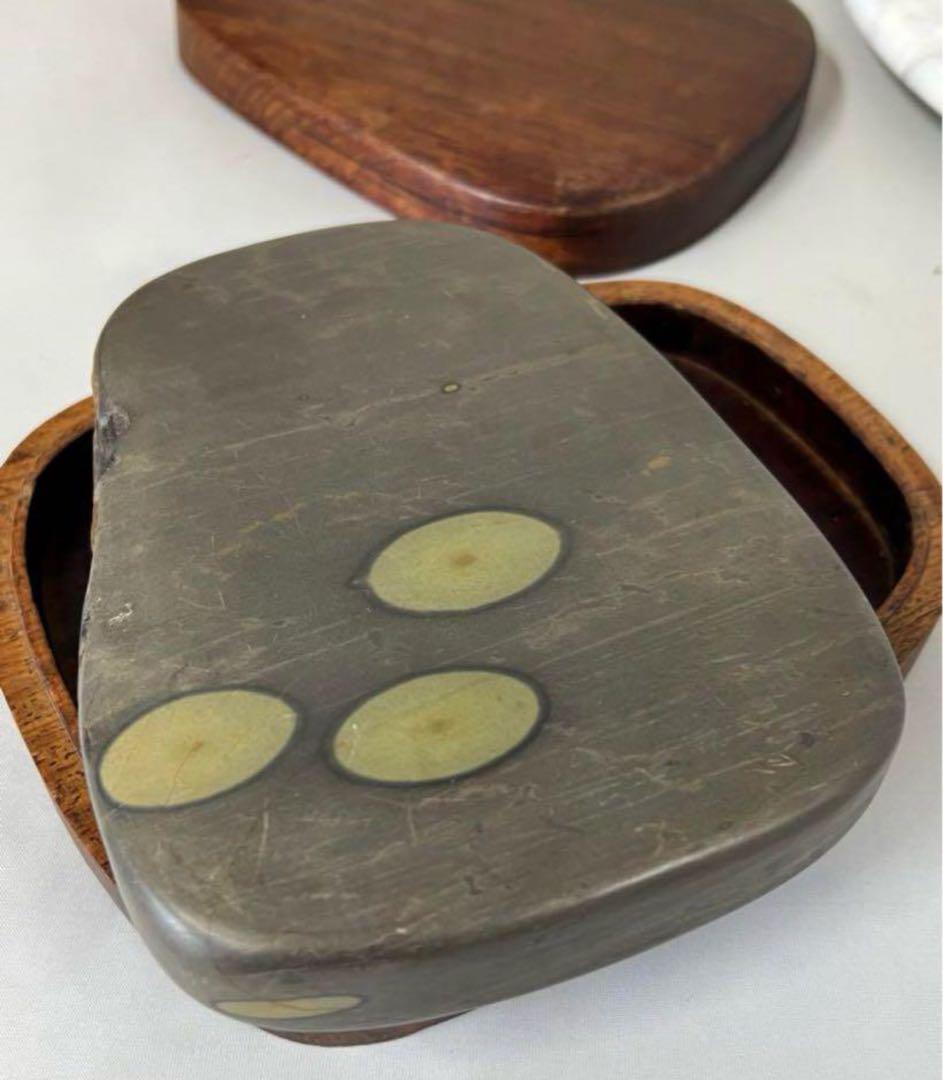 [貴重珍品] 中国　古美術　文房具　清時代　端溪 硯書　紫檀共箱