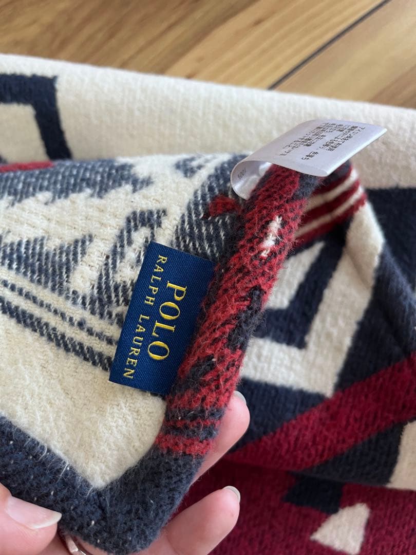 ラルフローレン　ジオメトリックパターンラグ 130✖️170 赤紺　【美品】