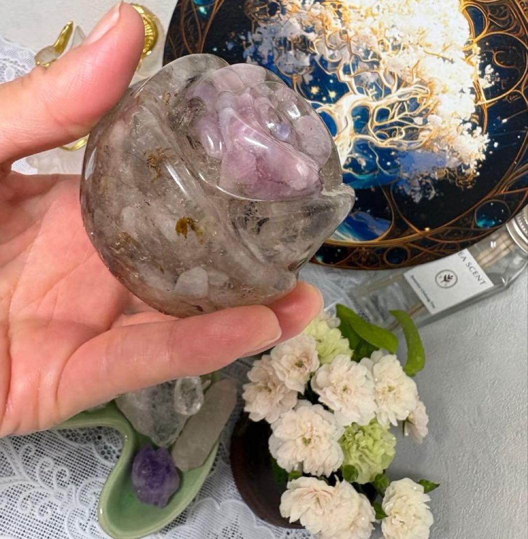 オルゴナイト バラ ・ディープローズクォーツ＆ ハーキマーダイアモンド