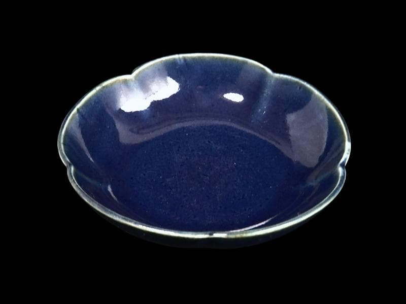 古伊万里　瑠璃　輪花小皿　３寸半皿　２枚　C734AS-DCg