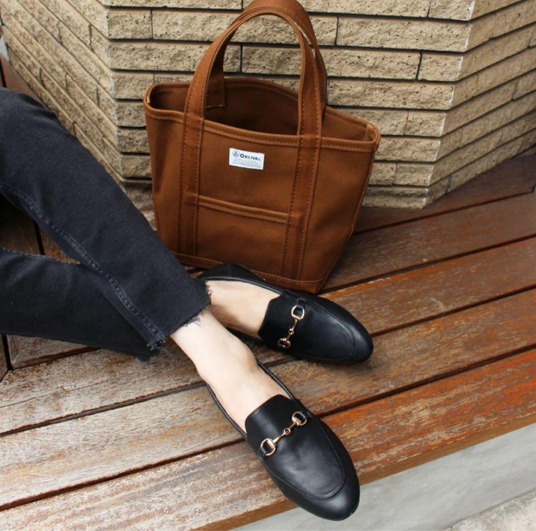 【新品半額】Fin本革ビットローファー23.5黒