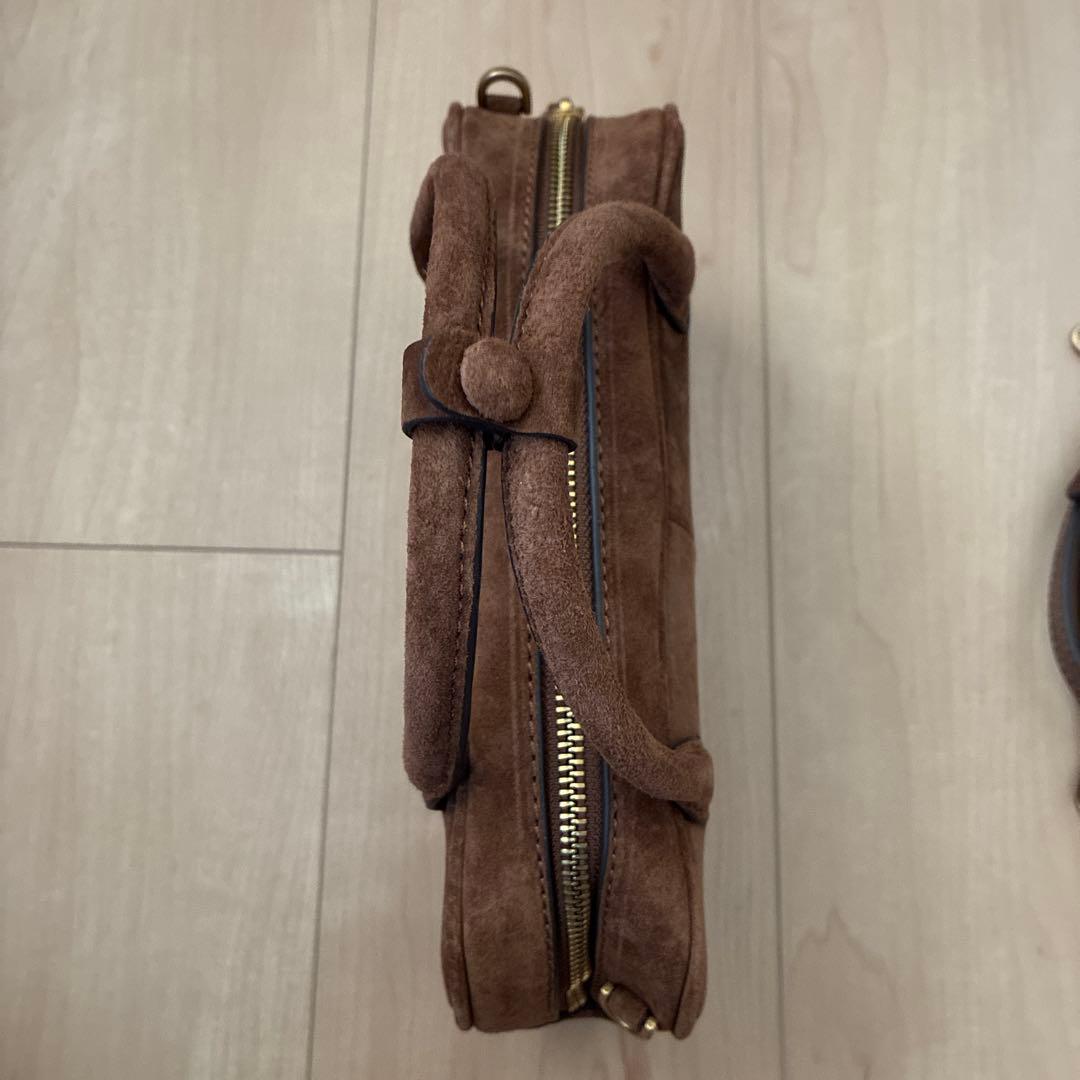 美品　完売品 ZARA　ミニレザーボウリングバッグ ブラウン 本革