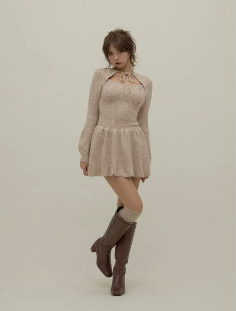 ワンピース andmary Amy cable flare mini dress