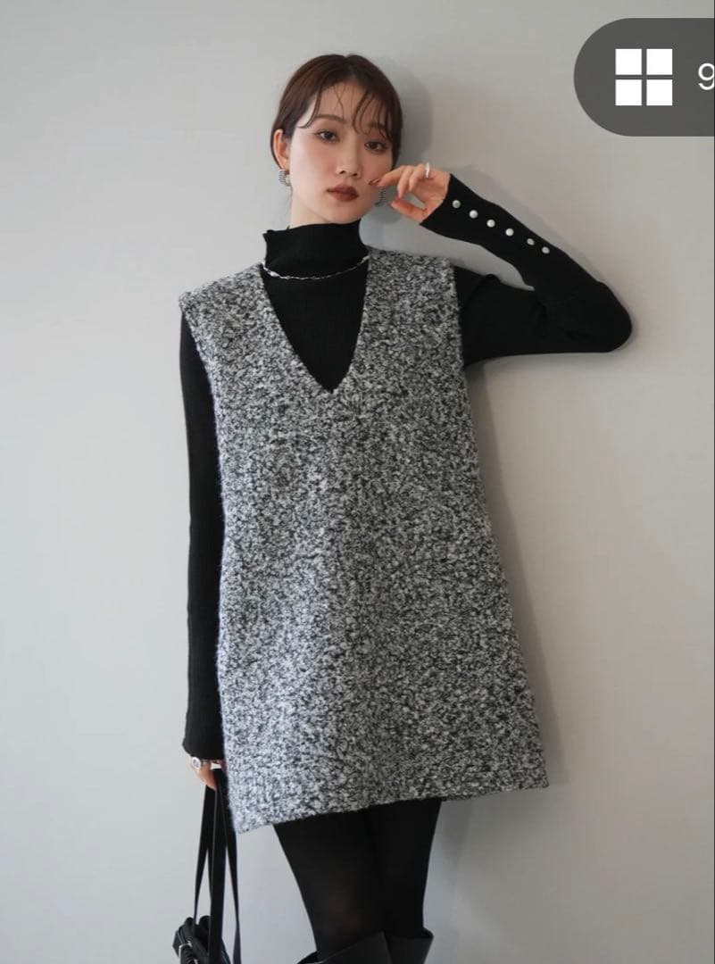 【新品未使用】Lumier リュミエ　ミックスループヤーンニットミニワンピース