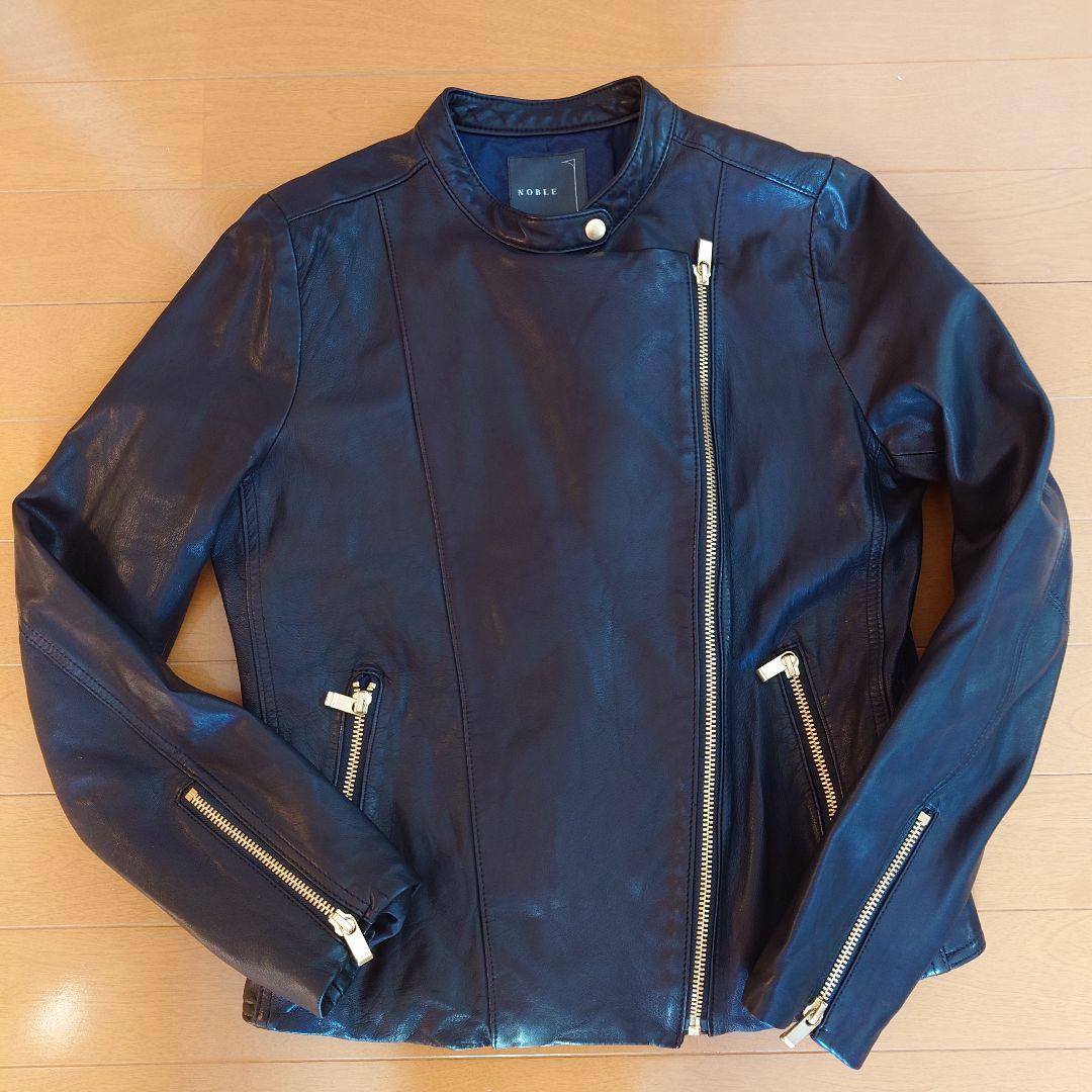 NOBLE ノーブル ライダースジャケット ラムレザー 40 ゴールド金具 黒