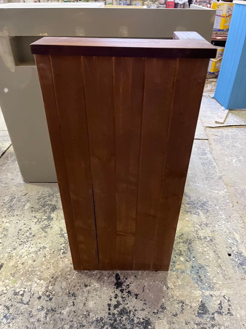 現品処分品　受付カウンター木製コーナーテーブル ダークブラウン