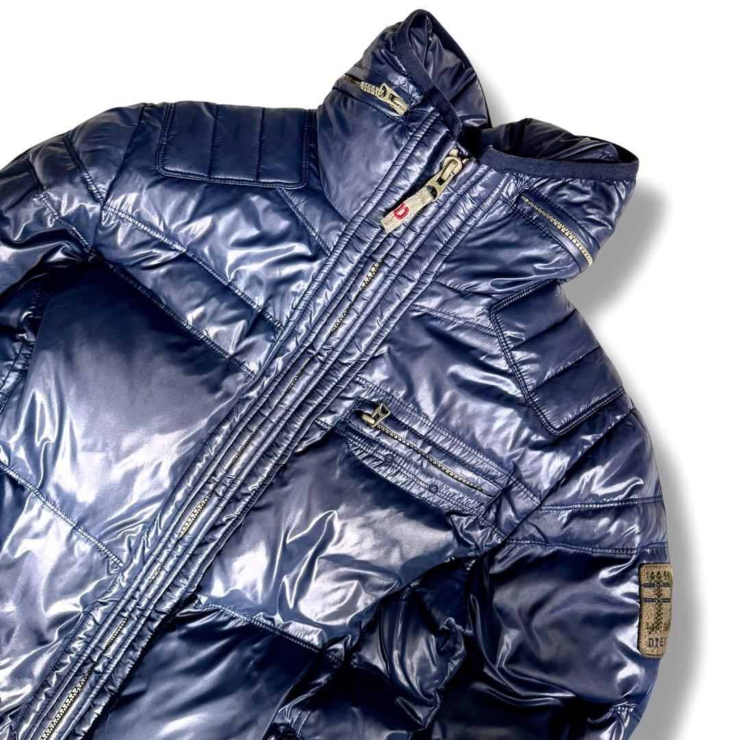 DIESEL ライダースジャケット 2way フード収納 蛇腹 ダウンジャケット