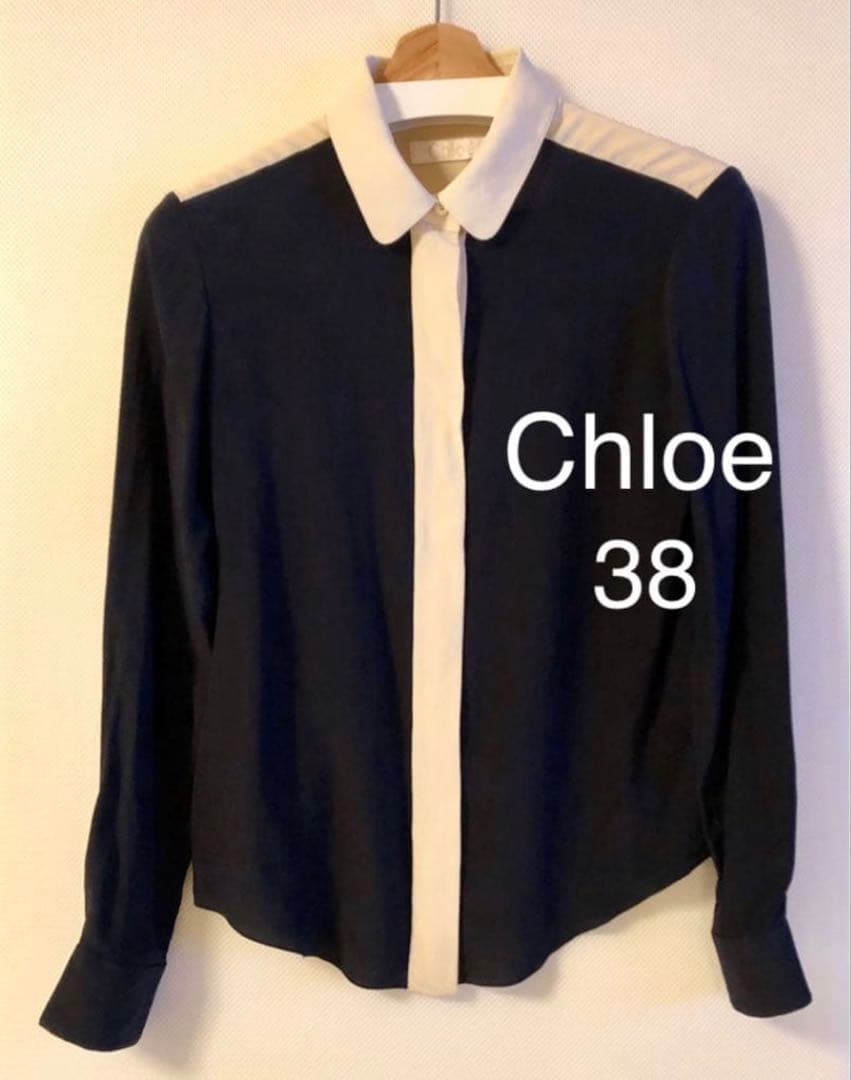 【定価13万円】Chloe シルクブラウス　ネイビー