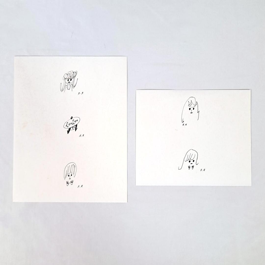 【真作保証】荒井良二手描きイラスト2枚セット/Arai Ryoji/絵本作家