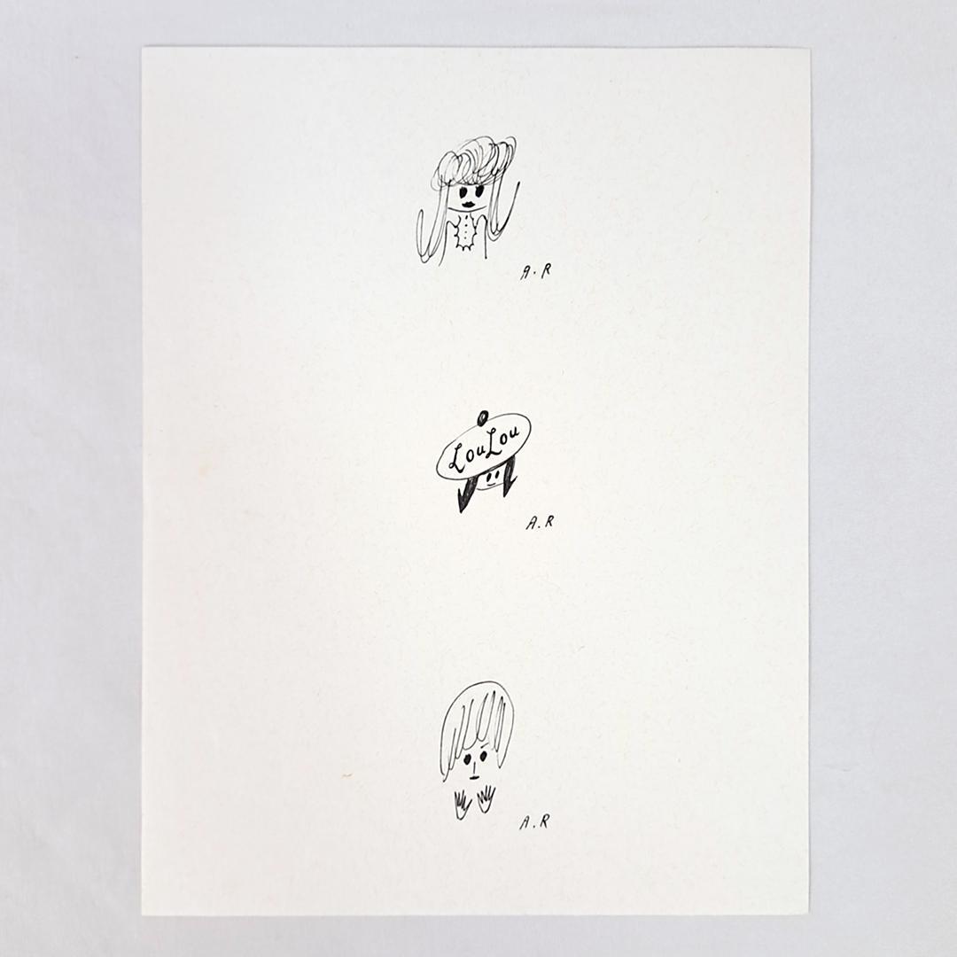 【真作保証】荒井良二手描きイラスト2枚セット/Arai Ryoji/絵本作家