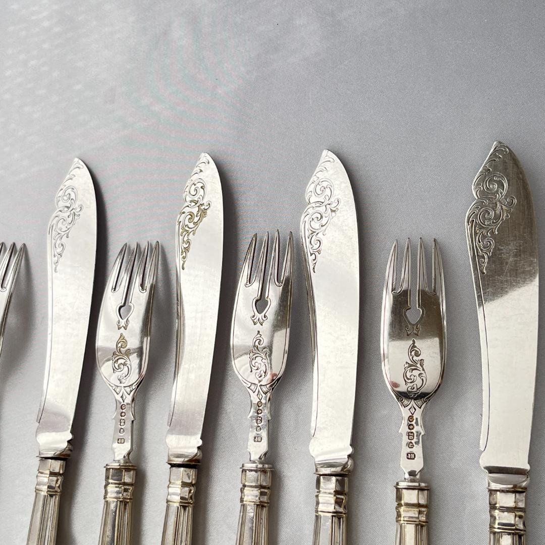 【John Gough】 キングスパターンのナイフ/フォーク 8本 豪奢！！