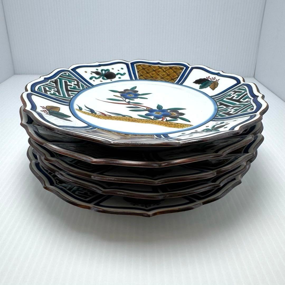 新品 九谷焼 西田伸也 銘々皿 中皿 5枚セット 鳥 花 伝統工芸