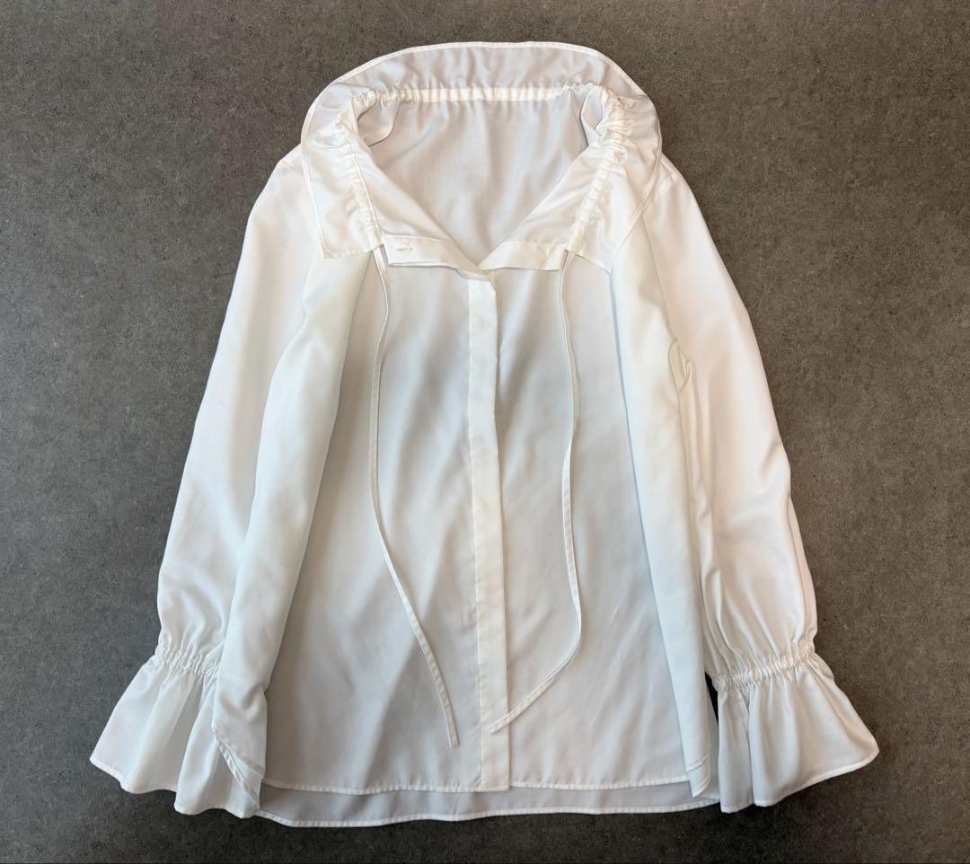 UNITED ARROWS フリルカラー フレア袖ブラウス ホワイト FREE