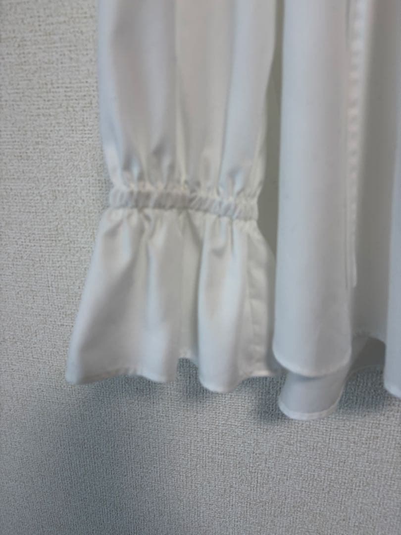 UNITED ARROWS フリルカラー フレア袖ブラウス ホワイト FREE