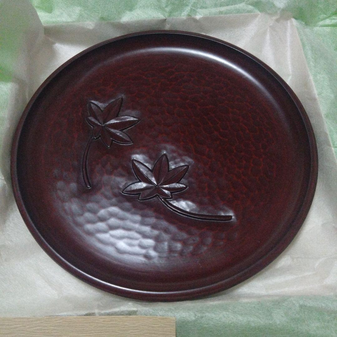 鎌倉彫　7寸丸盆　21センチ　未使用品　漆器